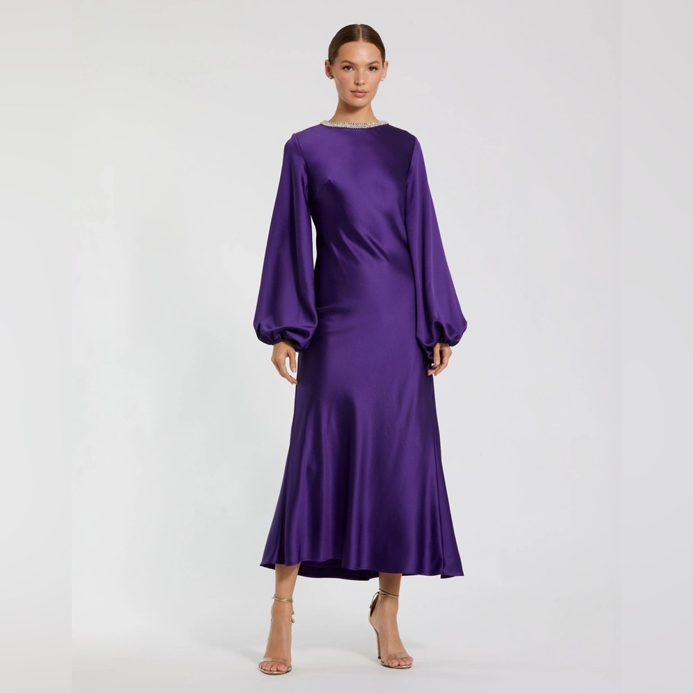 Mac Duggal Purple Long Sleeve Dress